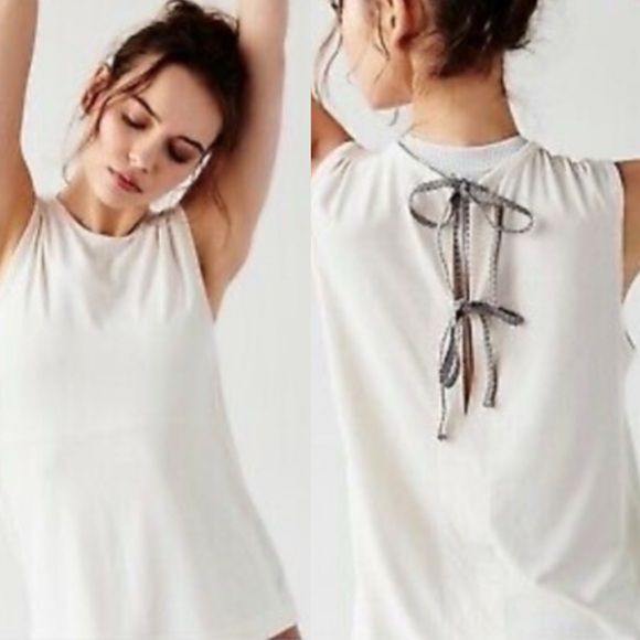 Free People Tops - NWT Free People Movement Tri Harder Tie-Back Tank Top White Womens Size Large L